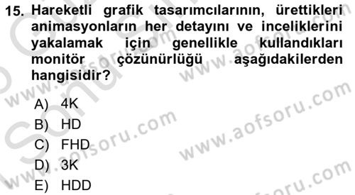 Hareketli Grafik Tasarımı Dersi 2025 - 2026 Yılı (Final) Dönem Sonu Sınav Soruları 15. Soru