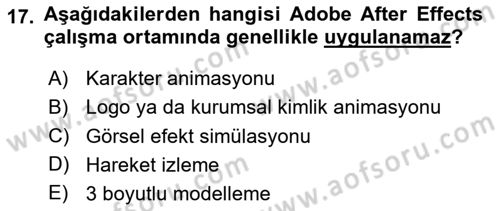 Hareketli Grafik Tasarımı Dersi 2025 - 2026 Yılı (Final) Dönem Sonu Sınav Soruları 17. Soru