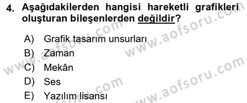 Hareketli Grafik Tasarımı Dersi 2025 - 2026 Yılı (Final) Dönem Sonu Sınav Soruları 4. Soru