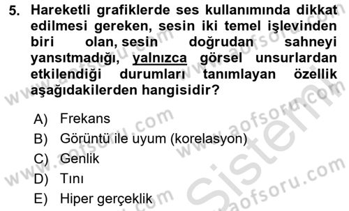 Hareketli Grafik Tasarımı Dersi 2025 - 2026 Yılı (Final) Dönem Sonu Sınav Soruları 5. Soru