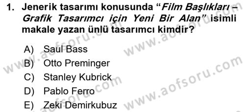 Hareketli Grafik Tasarımı Dersi 2025 - 2026 Yılı Yaz Okulu Sınav Soruları 1. Soru