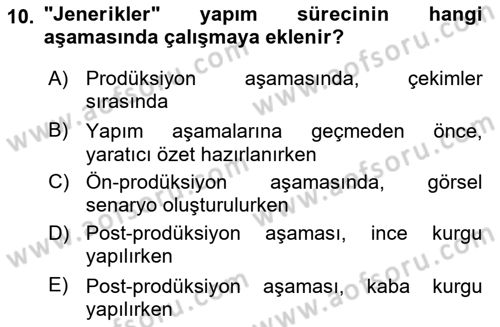 Hareketli Grafik Tasarımı Dersi 2025 - 2026 Yılı Yaz Okulu Sınav Soruları 10. Soru