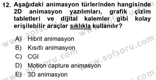 Hareketli Grafik Tasarımı Dersi 2025 - 2026 Yılı Yaz Okulu Sınav Soruları 12. Soru