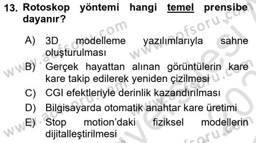 Hareketli Grafik Tasarımı Dersi 2025 - 2026 Yılı Yaz Okulu Sınav Soruları 13. Soru