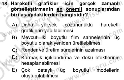 Hareketli Grafik Tasarımı Dersi 2025 - 2026 Yılı Yaz Okulu Sınav Soruları 18. Soru