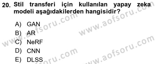 Hareketli Grafik Tasarımı Dersi 2025 - 2026 Yılı Yaz Okulu Sınav Soruları 20. Soru