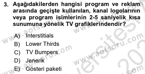 Hareketli Grafik Tasarımı Dersi 2025 - 2026 Yılı Yaz Okulu Sınav Soruları 3. Soru