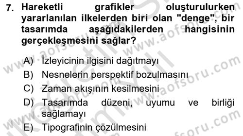 Hareketli Grafik Tasarımı Dersi 2025 - 2026 Yılı Yaz Okulu Sınav Soruları 7. Soru