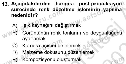 3B Tasarım ve Modelleme Dersi 2024 - 2025 Yılı (Final) Dönem Sonu Sınav Soruları 13. Soru