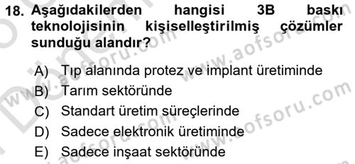 3B Tasarım ve Modelleme Dersi 2024 - 2025 Yılı (Final) Dönem Sonu Sınav Soruları 18. Soru