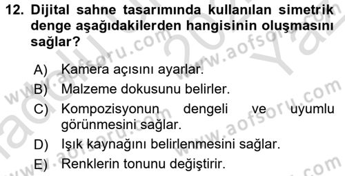 3B Tasarım ve Modelleme Dersi 2024 - 2025 Yılı Yaz Okulu Sınav Soruları 12. Soru