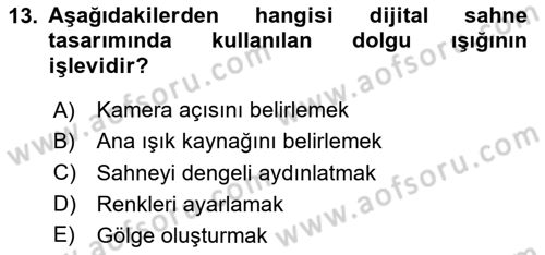 3B Tasarım ve Modelleme Dersi 2024 - 2025 Yılı Yaz Okulu Sınav Soruları 13. Soru