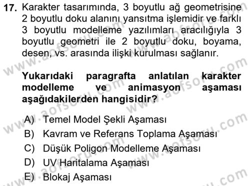 3B Tasarım ve Modelleme Dersi 2024 - 2025 Yılı Yaz Okulu Sınav Soruları 17. Soru