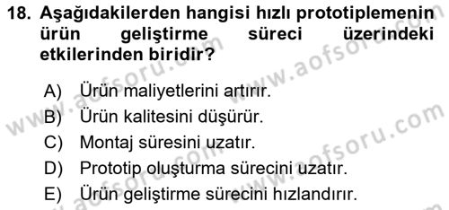 3B Tasarım ve Modelleme Dersi 2024 - 2025 Yılı Yaz Okulu Sınav Soruları 18. Soru