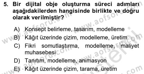 3B Tasarım ve Modelleme Dersi 2024 - 2025 Yılı Yaz Okulu Sınav Soruları 5. Soru