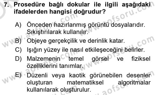 3B Tasarım ve Modelleme Dersi 2024 - 2025 Yılı Yaz Okulu Sınav Soruları 7. Soru