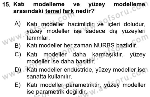 3B Tasarım ve Modelleme Dersi 2025 - 2026 Yılı (Vize) Ara Sınav Soruları 15. Soru