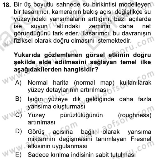 3B Tasarım ve Modelleme Dersi 2025 - 2026 Yılı (Vize) Ara Sınav Soruları 18. Soru