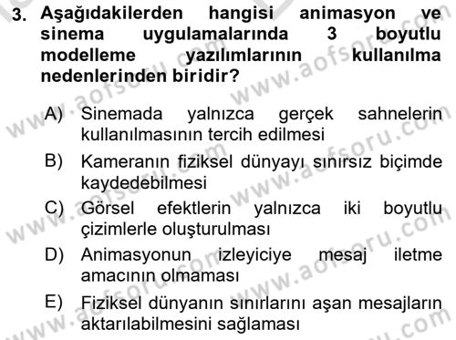 3B Tasarım ve Modelleme Dersi 2025 - 2026 Yılı (Vize) Ara Sınav Soruları 3. Soru