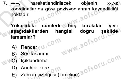 3B Tasarım ve Modelleme Dersi 2025 - 2026 Yılı (Final) Dönem Sonu Sınav Soruları 7. Soru
