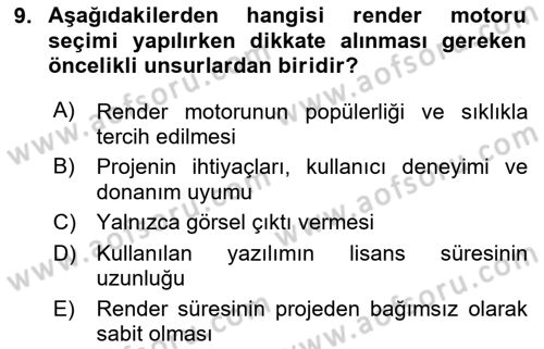 3B Tasarım ve Modelleme Dersi 2025 - 2026 Yılı (Final) Dönem Sonu Sınav Soruları 9. Soru