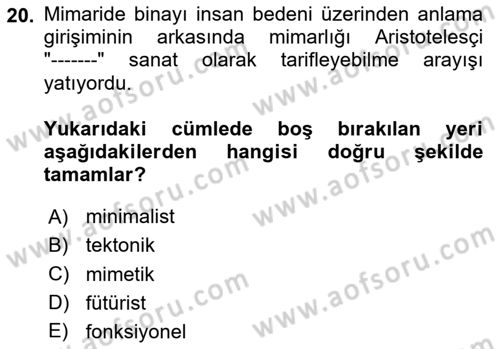 Posthümanist Tasarım Yaklaşımları Dersi 2024 - 2025 Yılı (Vize) Ara Sınav Soruları 20. Soru