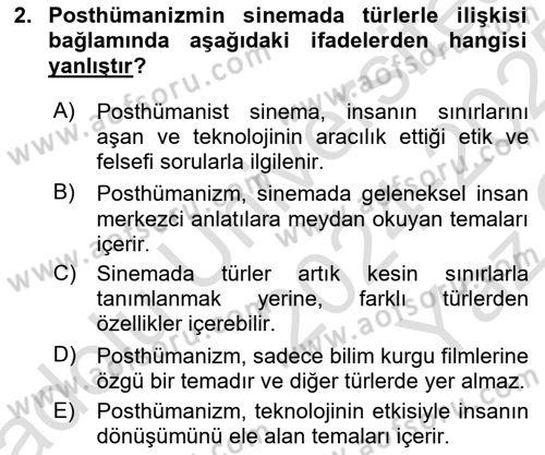 Posthümanist Tasarım Yaklaşımları Dersi 2024 - 2025 Yılı Yaz Okulu Sınav Soruları 2. Soru