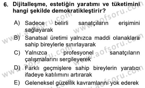 Posthümanist Tasarım Yaklaşımları Dersi 2024 - 2025 Yılı Yaz Okulu Sınav Soruları 6. Soru