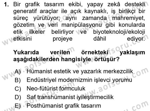 Posthümanist Tasarım Yaklaşımları Dersi 2025 - 2026 Yılı (Final) Dönem Sonu Sınav Soruları 1. Soru