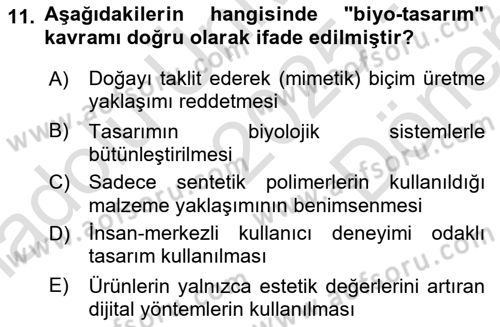 Posthümanist Tasarım Yaklaşımları Dersi 2025 - 2026 Yılı (Final) Dönem Sonu Sınav Soruları 11. Soru