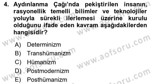 Posthümanist Tasarım Yaklaşımları Dersi 2025 - 2026 Yılı Yaz Okulu Sınav Soruları 4. Soru