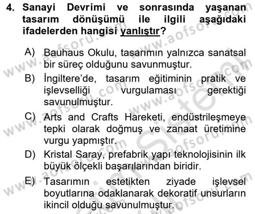 Tasarım Süreçleri Ve Yönetimi Dersi 2024 - 2025 Yılı (Vize) Ara Sınav Soruları 4. Soru