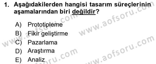 Tasarım Süreçleri Ve Yönetimi Dersi 2024 - 2025 Yılı (Final) Dönem Sonu Sınav Soruları 1. Soru