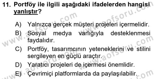 Tasarım Süreçleri Ve Yönetimi Dersi 2024 - 2025 Yılı (Final) Dönem Sonu Sınav Soruları 11. Soru