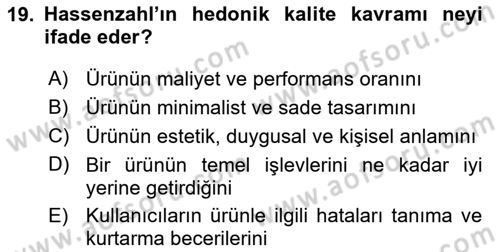 Tasarım Süreçleri Ve Yönetimi Dersi 2024 - 2025 Yılı (Final) Dönem Sonu Sınav Soruları 19. Soru