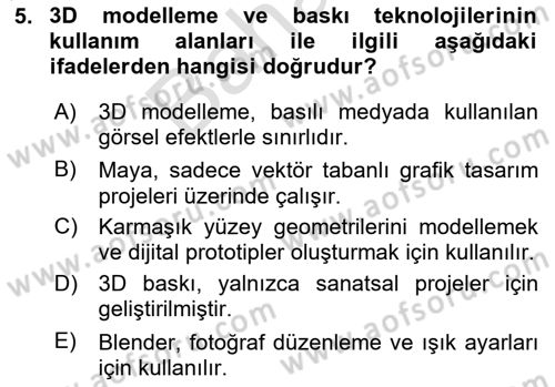 Tasarım Süreçleri Ve Yönetimi Dersi 2024 - 2025 Yılı (Final) Dönem Sonu Sınav Soruları 5. Soru