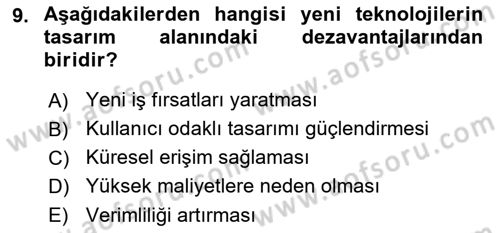 Tasarım Süreçleri Ve Yönetimi Dersi 2024 - 2025 Yılı (Final) Dönem Sonu Sınav Soruları 9. Soru