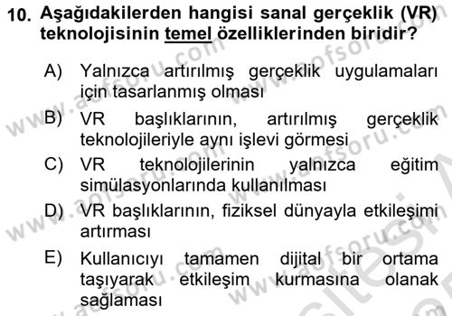 Tasarım Süreçleri Ve Yönetimi Dersi 2024 - 2025 Yılı Yaz Okulu Sınav Soruları 10. Soru