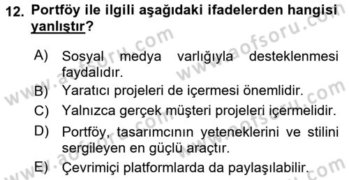 Tasarım Süreçleri Ve Yönetimi Dersi 2024 - 2025 Yılı Yaz Okulu Sınav Soruları 12. Soru