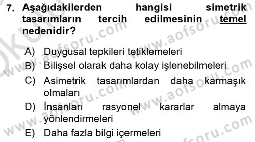 Tasarım Süreçleri Ve Yönetimi Dersi 2024 - 2025 Yılı Yaz Okulu Sınav Soruları 7. Soru