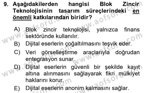 Tasarım Süreçleri Ve Yönetimi Dersi 2024 - 2025 Yılı Yaz Okulu Sınav Soruları 9. Soru