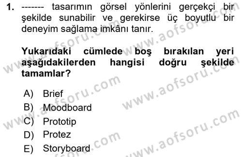Tasarım Süreçleri Ve Yönetimi Dersi 2025 - 2026 Yılı (Vize) Ara Sınav Soruları 1. Soru