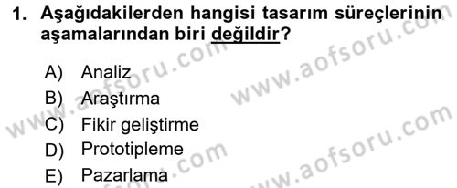 Tasarım Süreçleri Ve Yönetimi Dersi 2025 - 2026 Yılı (Final) Dönem Sonu Sınav Soruları 1. Soru