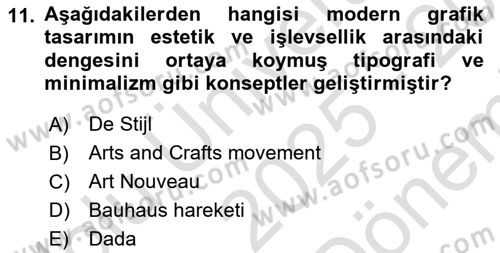 Tasarım Süreçleri Ve Yönetimi Dersi 2025 - 2026 Yılı (Final) Dönem Sonu Sınav Soruları 11. Soru