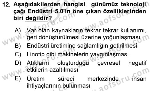 Tasarım Süreçleri Ve Yönetimi Dersi 2025 - 2026 Yılı (Final) Dönem Sonu Sınav Soruları 12. Soru