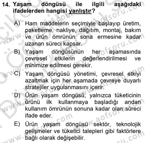 Tasarım Süreçleri Ve Yönetimi Dersi 2025 - 2026 Yılı (Final) Dönem Sonu Sınav Soruları 14. Soru