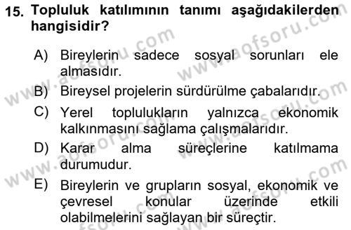 Tasarım Süreçleri Ve Yönetimi Dersi 2025 - 2026 Yılı (Final) Dönem Sonu Sınav Soruları 15. Soru