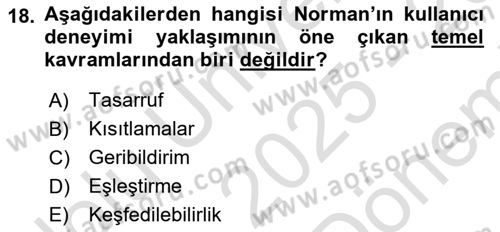 Tasarım Süreçleri Ve Yönetimi Dersi 2025 - 2026 Yılı (Final) Dönem Sonu Sınav Soruları 18. Soru