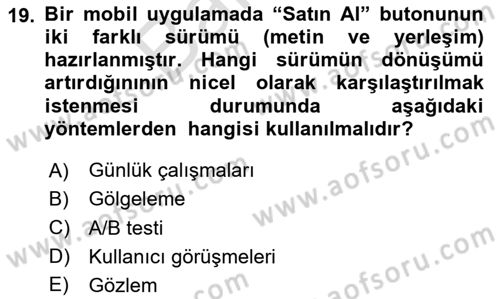 Tasarım Süreçleri Ve Yönetimi Dersi 2025 - 2026 Yılı (Final) Dönem Sonu Sınav Soruları 19. Soru