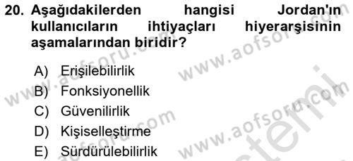 Tasarım Süreçleri Ve Yönetimi Dersi 2025 - 2026 Yılı (Final) Dönem Sonu Sınav Soruları 20. Soru